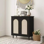 Console Buffet, Commode en Rotin Réglable avec Rangement pour Couloir, Salle à Manger, Cuisine