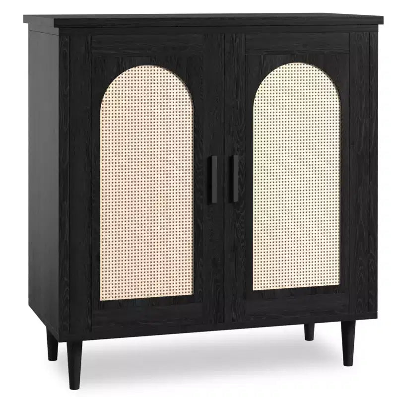 Console Buffet, Commode en Rotin Réglable avec Rangement pour Couloir, Salle à Manger, Cuisine