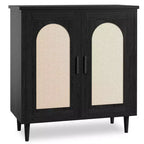 Console Buffet, Commode en Rotin Réglable avec Rangement pour Couloir, Salle à Manger, Cuisine