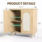 Console Buffet, Commode en Rotin Réglable avec Rangement pour Couloir, Salle à Manger, Cuisine