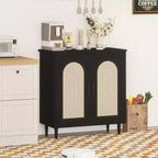 Console Buffet, Commode en Rotin Réglable avec Rangement pour Couloir, Salle à Manger, Cuisine