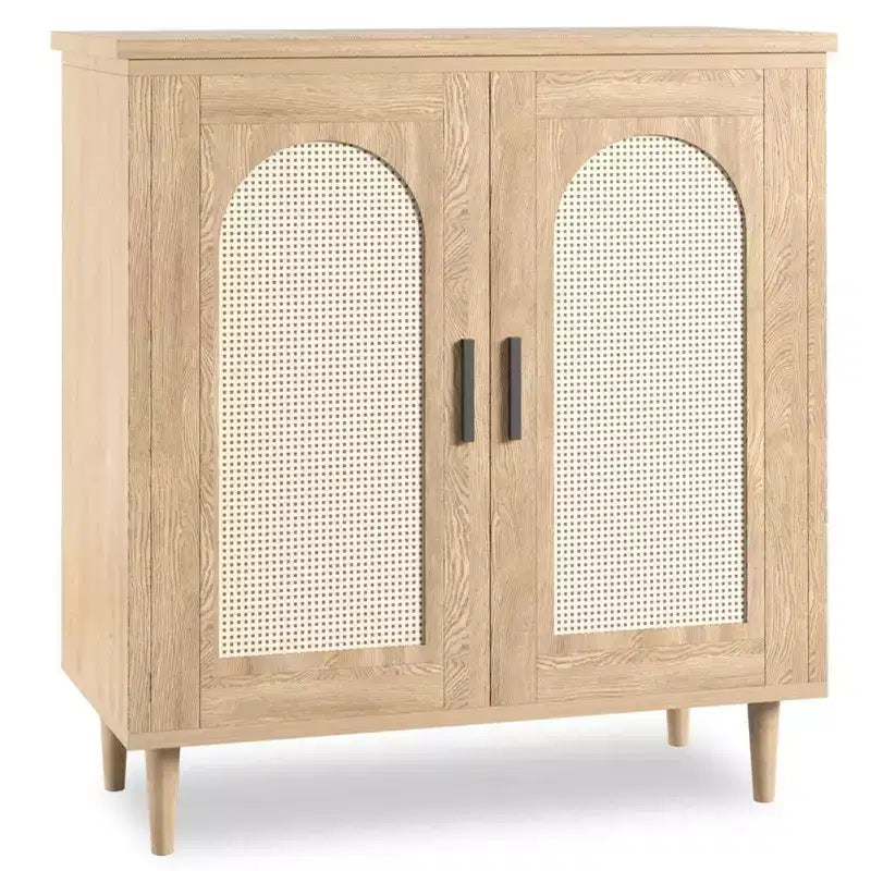 Console Buffet, Commode en Rotin Réglable avec Rangement pour Couloir, Salle à Manger, Cuisine