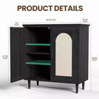 Console Buffet, Commode en Rotin Réglable avec Rangement pour Couloir, Salle à Manger, Cuisine