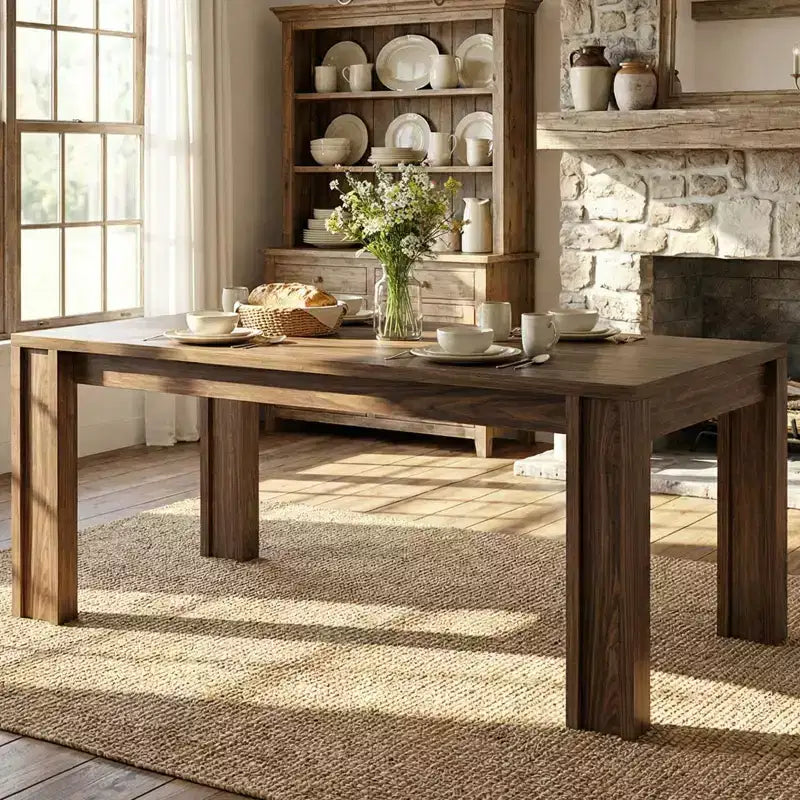 71 Longue table à manger pour 4 à 6 personnes, table de salle à manger/cuisine de style ferme avec cadre épais et robuste, rectangulaire, pour cuisine, appartement, dîner