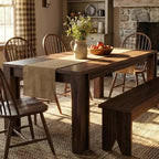 71 Longue table à manger pour 4 à 6 personnes, table de salle à manger/cuisine de style ferme avec cadre épais et robuste, rectangulaire, pour cuisine, appartement, dîner