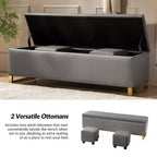 Banc de rangement Amalia avec deux poufs et motifs tissés en losange|ART OF LIVING DESIGNS