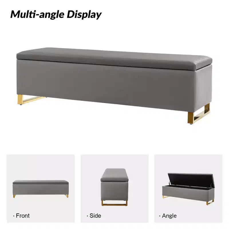 Banc de rangement Amalia avec deux poufs et motifs tissés en losange|ART OF LIVING DESIGNS