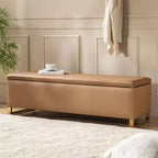 Banc de rangement Amalia avec deux poufs et motifs tissés en losange|ART OF LIVING DESIGNS