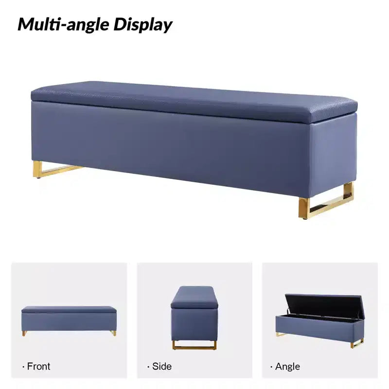 Banc de rangement Amalia avec deux poufs et motifs tissés en losange|ART OF LIVING DESIGNS