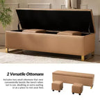 Banc de rangement Amalia avec deux poufs et motifs tissés en losange|ART OF LIVING DESIGNS