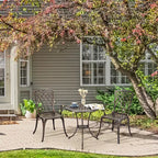 Ensemble bistro 3 pièces pour extérieur, chaises et table en fonte d'aluminium avec trou pour parasol, pieds réglables pour jardin