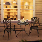 Ensemble bistro 3 pièces pour extérieur, chaises et table en fonte d'aluminium avec trou pour parasol, pieds réglables pour jardin