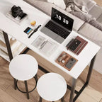 Ensemble table de bar et chaises compact, design peu encombrant avec 3 grandes étagères de rangement, parfait pour les petits appartements, bureaux ou bars.