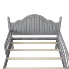 Cadre de lit double Whisen, lit plateforme en bois avec tête et pied de lit, avec garde-corps de sécurité périphériques