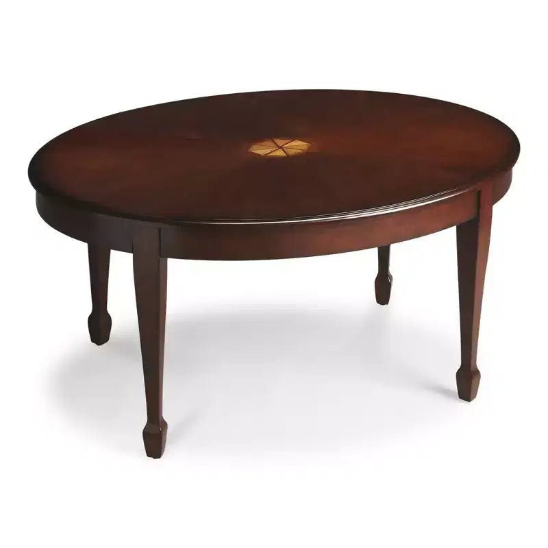 HomeRoots Table basse ovale 38 po en bois marron et marron foncé