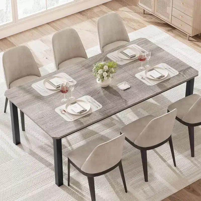 Table à manger industrielle pour 6 à 8 personnes, 200 cm de long, rectangulaire, pour cuisine et salle à manger, idéale pour les dîners ou les réunions - Marron rétro