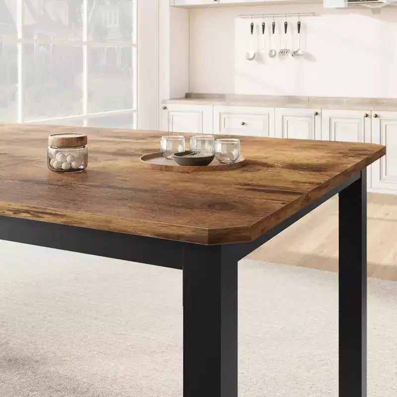 Table à manger industrielle pour 6 à 8 personnes, 200 cm de long, rectangulaire, pour cuisine et salle à manger, idéale pour les dîners ou les réunions - Marron rétro