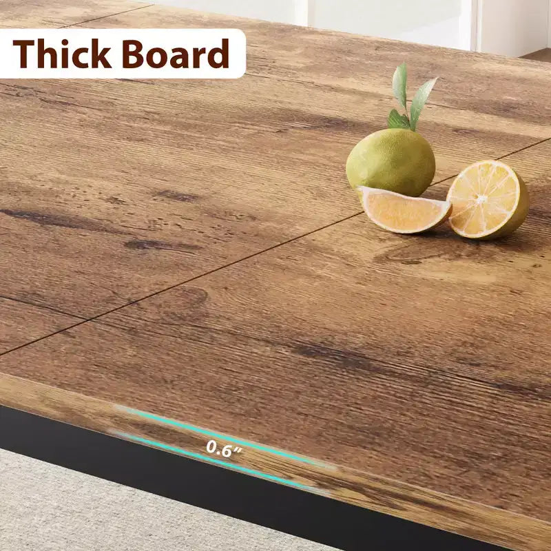 Table à manger industrielle pour 6 à 8 personnes, 200 cm de long, rectangulaire, pour cuisine et salle à manger, idéale pour les dîners ou les réunions - Marron rétro