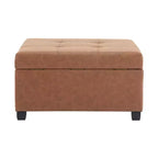 Pouf de rangement carré en similicuir de 89 cm avec couvercle relevable et espace de rangement dissimulé, pour salon ou chambre à coucher