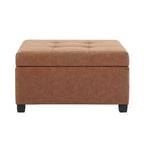 Pouf de rangement carré en similicuir de 89 cm avec couvercle relevable et espace de rangement dissimulé, pour salon ou chambre à coucher