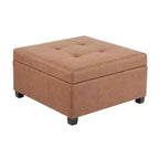Pouf de rangement carré en similicuir de 89 cm avec couvercle relevable et espace de rangement dissimulé, pour salon ou chambre à coucher