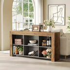 Console étroite Lantine de 63 pouces avec 6 cubes de rangement, style rustique pour l'entrée, le salon, ou comme bout de canapé.