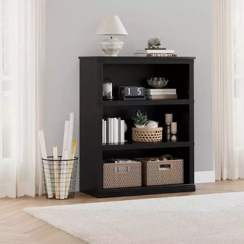 Étagère de ferme en bois rustique avec étagères de rangement ouvertes, présentoir autoportant robuste pour bureau, salon, chambre.
