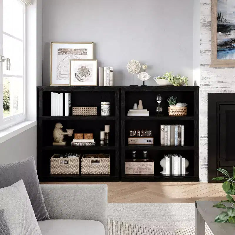 Étagère de ferme en bois rustique avec étagères de rangement ouvertes, présentoir autoportant robuste pour bureau, salon, chambre.
