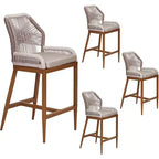Tabourets de bar hauteur comptoir, lot de 4, tabourets de bar en rotin de 63 cm de haut, chaise de salle à manger à dossier pour la maison, design ergonomique confortable avec dossier et accoudoirs, marron