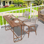 Tabourets de bar hauteur comptoir, lot de 4, tabourets de bar en rotin de 63 cm de haut, chaise de salle à manger à dossier pour la maison, design ergonomique confortable avec dossier et accoudoirs, marron