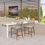 Tabourets de bar hauteur comptoir, lot de 4, tabourets de bar en rotin de 63 cm de haut, chaise de salle à manger à dossier pour la maison, design ergonomique confortable avec dossier et accoudoirs, marron