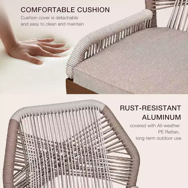 Tabourets de bar hauteur comptoir, lot de 4, tabourets de bar en rotin de 63 cm de haut, chaise de salle à manger à dossier pour la maison, design ergonomique confortable avec dossier et accoudoirs, marron