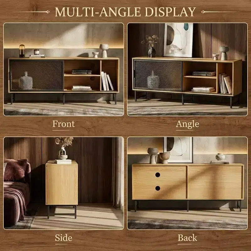 Meuble TV de ferme pour téléviseurs de 65/75 pouces, centre de divertissement, console TV industrielle pour salon et chambre à coucher