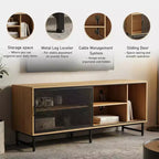 Meuble TV de ferme pour téléviseurs de 65/75 pouces, centre de divertissement, console TV industrielle pour salon et chambre à coucher