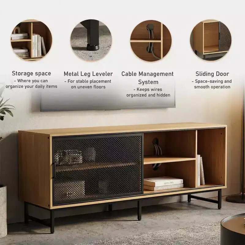 Meuble TV de ferme pour téléviseurs de 65/75 pouces, centre de divertissement, console TV industrielle pour salon et chambre à coucher