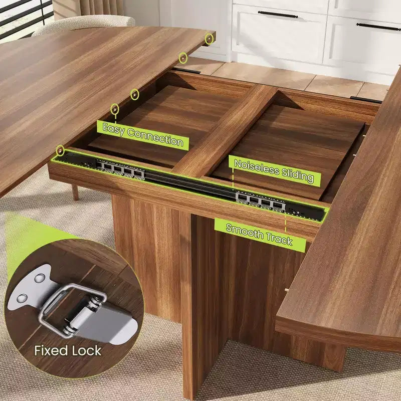 Table de salle à manger pour 4 à 8 personnes, table à manger ovale de cuisine moderne avec rallonges amovibles, table à dîner pour salle à manger, cuisine, salon