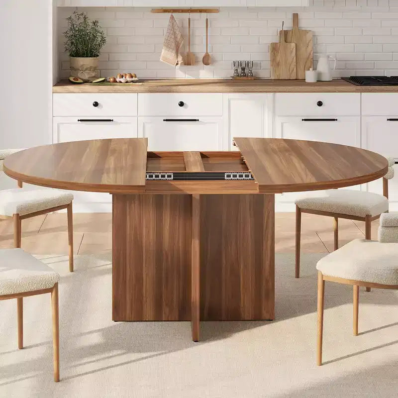 Table de salle à manger pour 4 à 8 personnes, table à manger ovale de cuisine moderne avec rallonges amovibles, table à dîner pour salle à manger, cuisine, salon