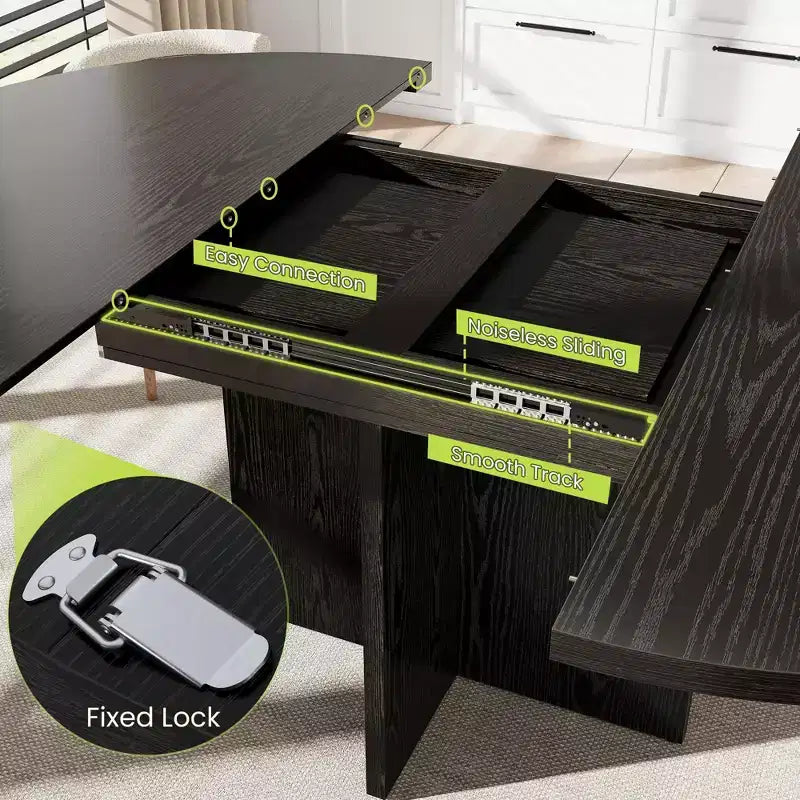 Table de salle à manger pour 4 à 8 personnes, table à manger ovale de cuisine moderne avec rallonges amovibles, table à dîner pour salle à manger, cuisine, salon