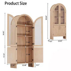 Meuble de rangement à double arc de 150 cm avec portes vitrées, buffet de rangement moderne en bois avec étagères réglables pour cuisine, salle de bain, entrée, salle à manger