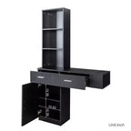 JVNOXK Miroir de courtoisie moderne et minimaliste avec rangement tridimensionnel à plusieurs niveaux, doté de deux compartiments de tiroirs fermés. Noir