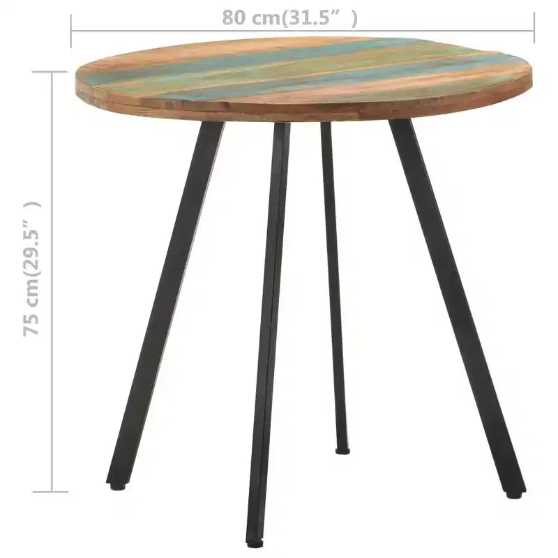 vidaXL Table à Manger Ronde - Style Industriel