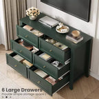 Commode à 6 tiroirs pour chambre à coucher, commode en bois de 120 cm de large avec poignées en métal, meuble TV, organisateur de rangement de vêtements pour chambre à coucher, marron