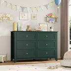 Commode à 6 tiroirs pour chambre à coucher, commode en bois de 120 cm de large avec poignées en métal, meuble TV, organisateur de rangement de vêtements pour chambre à coucher, marron