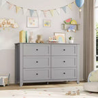 Commode à 6 tiroirs pour chambre à coucher, commode en bois de 120 cm de large avec poignées en métal, meuble TV, organisateur de rangement de vêtements pour chambre à coucher, marron