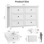 Commode à 6 tiroirs pour chambre à coucher, commode en bois de 120 cm de large avec poignées en métal, meuble TV, organisateur de rangement de vêtements pour chambre à coucher, marron