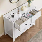 Commode à 6 tiroirs pour chambre à coucher, commode en bois de 120 cm de large avec poignées en métal, meuble TV, organisateur de rangement de vêtements pour chambre à coucher, marron