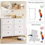 Commode à 6 tiroirs pour chambre à coucher, commode en bois de 120 cm de large avec poignées en métal, meuble TV, organisateur de rangement de vêtements pour chambre à coucher, marron