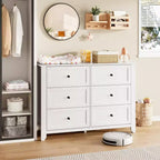 Commode à 6 tiroirs pour chambre à coucher, commode en bois de 120 cm de large avec poignées en métal, meuble TV, organisateur de rangement de vêtements pour chambre à coucher, marron