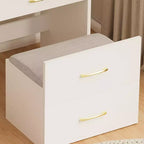 Table de toilette et table de chevet 3-en-1 avec miroir basculant, compacte avec rangement, plateau en verre