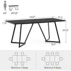Table de conférence Lantine de 70,86 pouces pour 8 personnes, table de réunion rectangulaire noire avec base en métal, table de salle de conférence moderne de 5,9 pieds